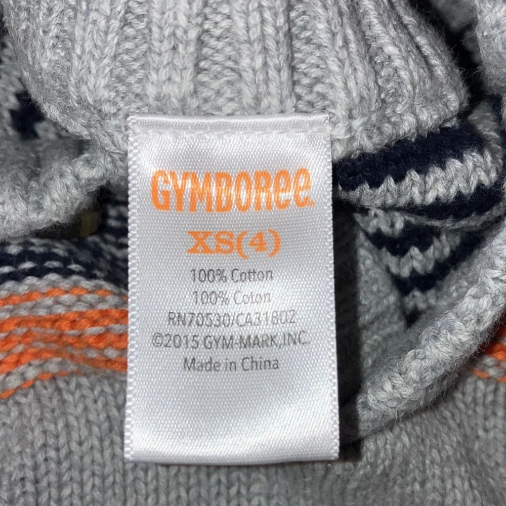 🎉4 for $20 Gymboree Boys Happy Harvest Gray Striped Sweater, XS (4)
